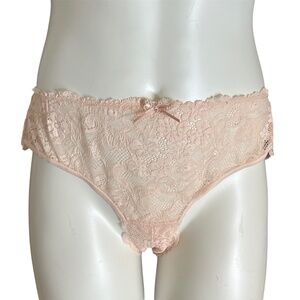 Vintage Victorias Secret Dream Angels Lace Hipkini pale pink peach Sz Large NWT